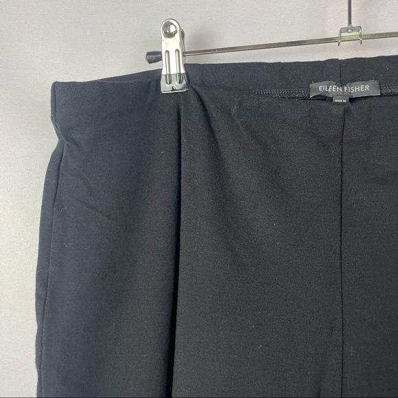 Eileen Fisher Black Crepe Straight Leg Pull On Pants L - Picture 4 of 5